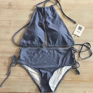 Cupshe Bikini bathing suit sz M blue grey